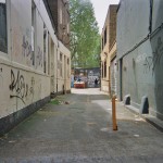 London street art, unknow tagger graffiti artist in a little street