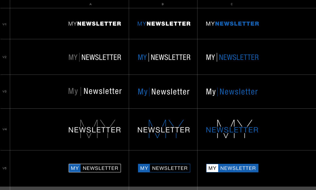 Francois Soulignac Gemey-Maybelline My Newsletter logotype and typography