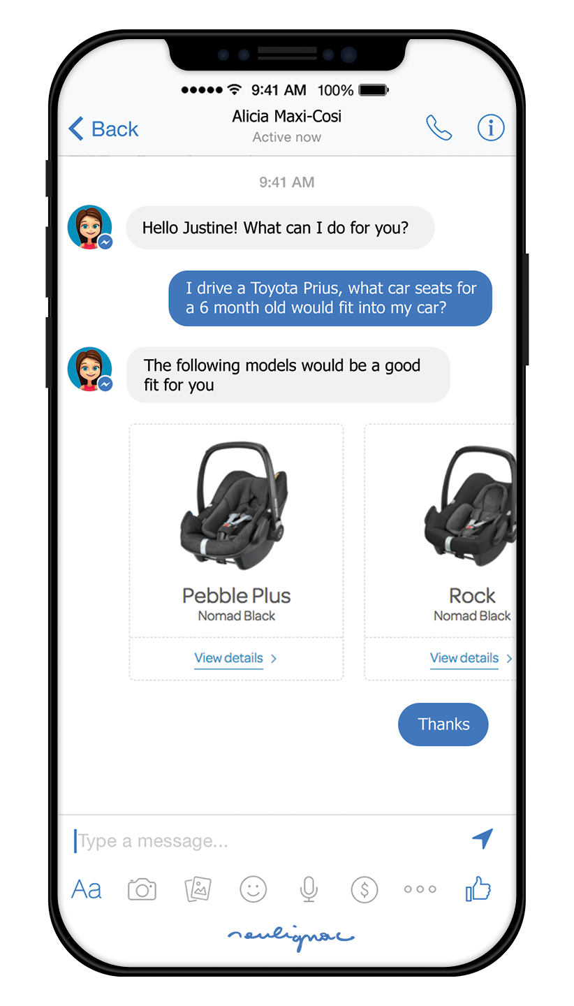 Maxi-Cosi China - Dorel Juvenile - UI Design AUTOMATED MESSAGE BOT CHATBOT - François Soulignac, MADJOR Labbrand Shanghai