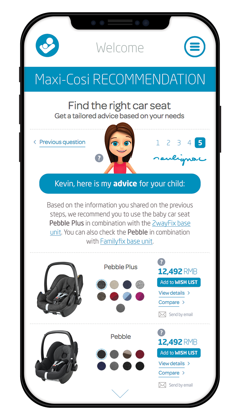 Maxi-Cosi China - Dorel Juvenile - UI Design RECOMMENDATIONS Automated bot - François Soulignac, MADJOR Labbrand Shanghai