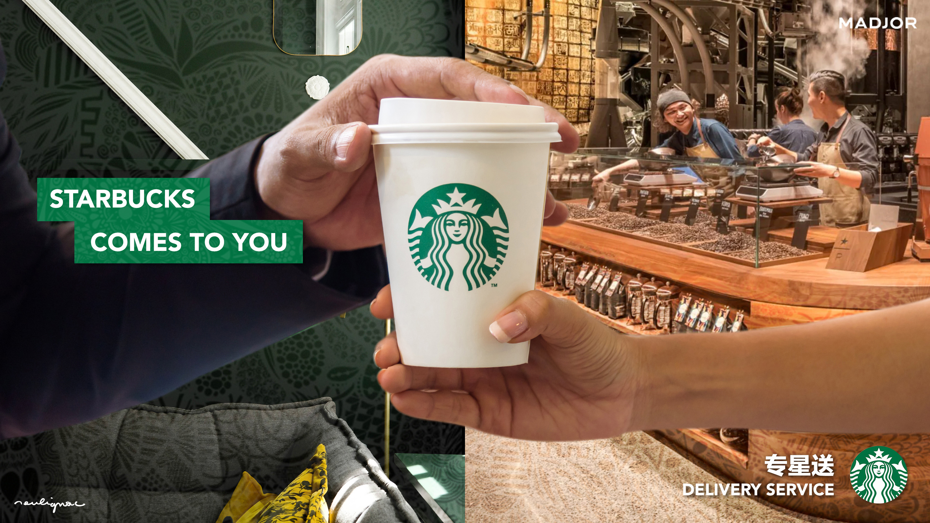 Starbucks China - Home Delivery Campaign - Key visual mockup - François Soulignac, Digital Creative & Art Direction - MADJOR Labbrand Shanghai