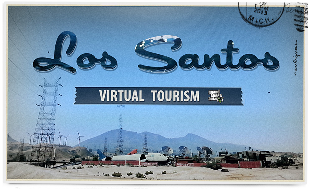 Francois Soulignac - Virtual Tourism in Los Santos - GTA 5 - V - Vintage postcard