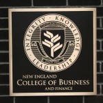 New england college business and finance sign