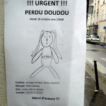 Sad things on the Streets of Paris, Annonce Urgent perdu doudou Petit Bateau, Paris 75015