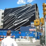 New York abstract street marketing at Manhattan on big wall building