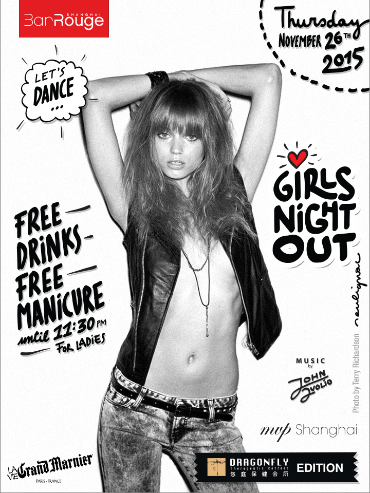 Bar Rouge Shanghai, Girls Night Out with MVP 1.0 - Photo by Terry Richardson - Artwork by Francois Soulignac, VOL Group China