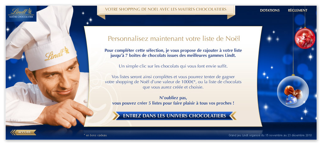 GRAND JEU DE NOEL - Gagnez vos chocolats LINDT