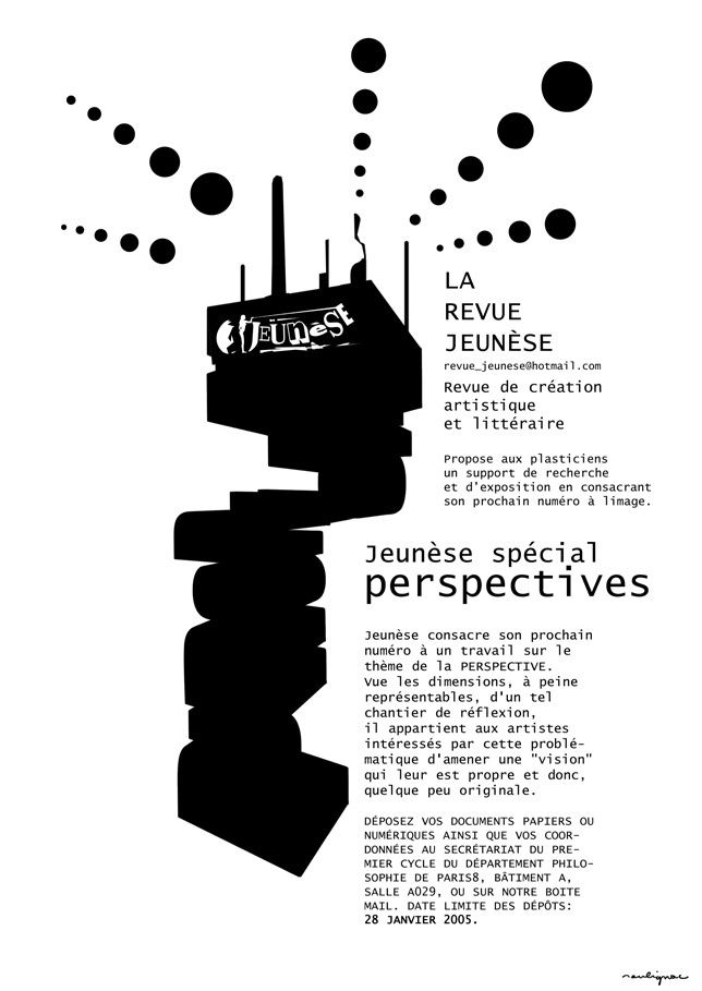 Francois Soulignac - Revue Jeunèse Paris 8 - Appel à contributions - Numéro spécial Perspectives MEDIAS