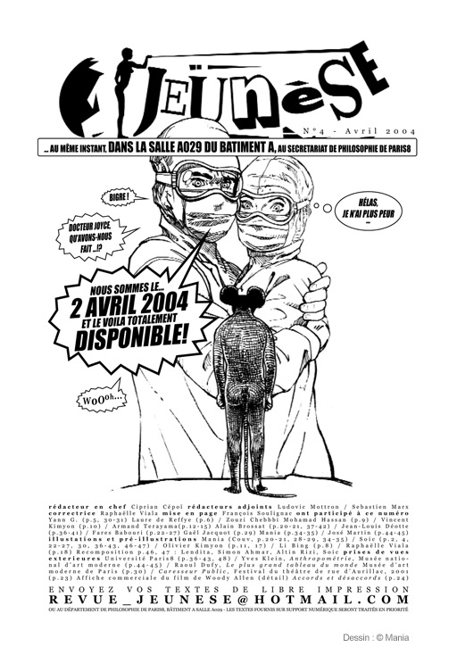Francois Soulignac - Revue Jeunèse - Université Paris 8 - University of Paris 8 - Couverture du n°4 (4 avril 2004)