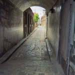 London architecture, old paved street