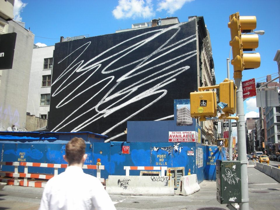 New York abstract street marketing at Manhattan on big wall building