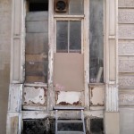 Paris Architecture, old vintage door métro Place des fêtes